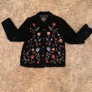 Brandon Thomas Black Suede Embroidered Jacket M